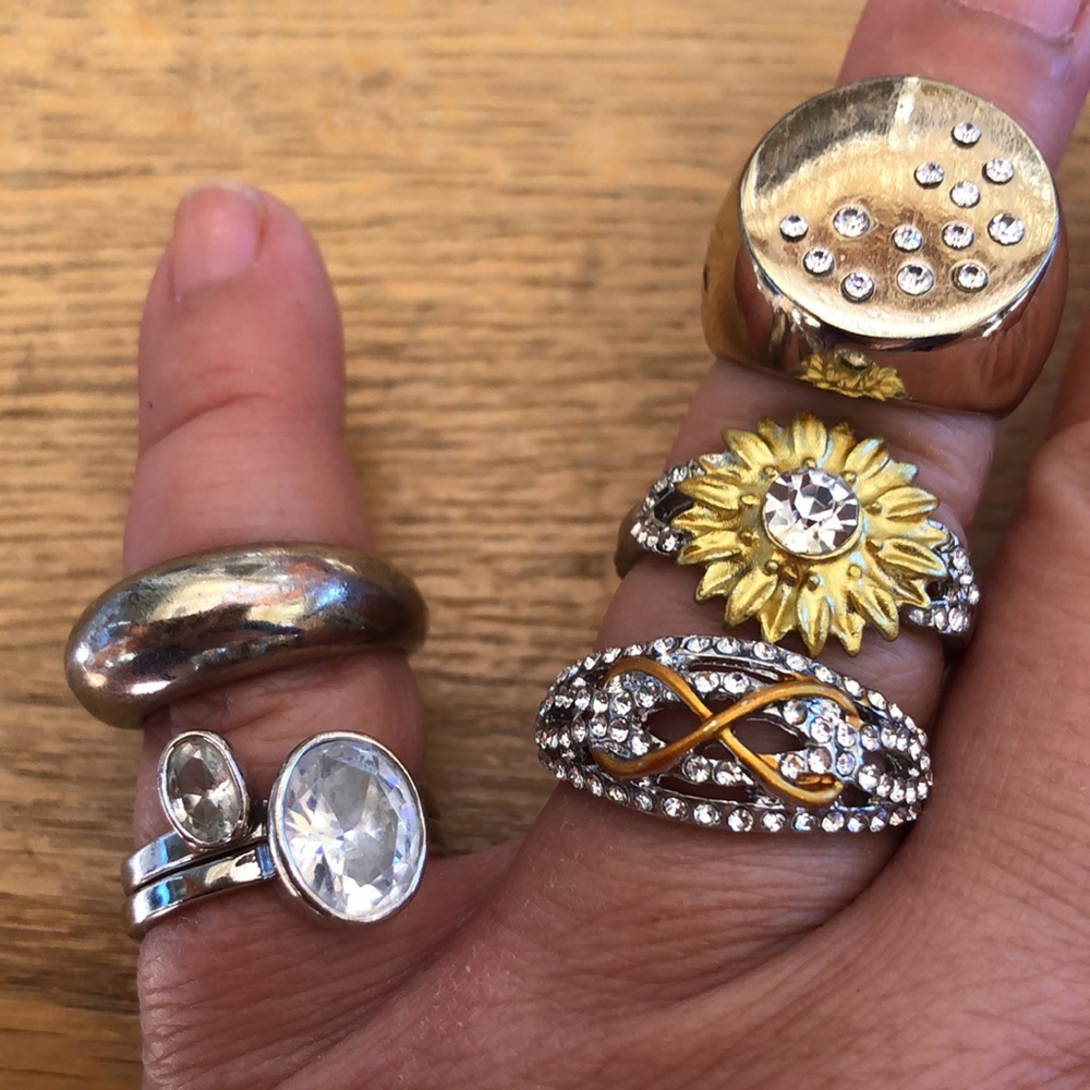 6 Costume Jewelry Rings Vintage
